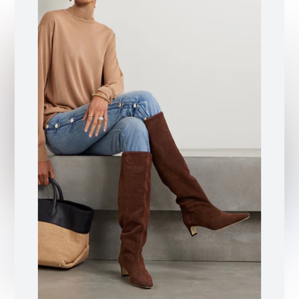 STAUD Brown Suede Knee-High Boots - Picture 3 of 8